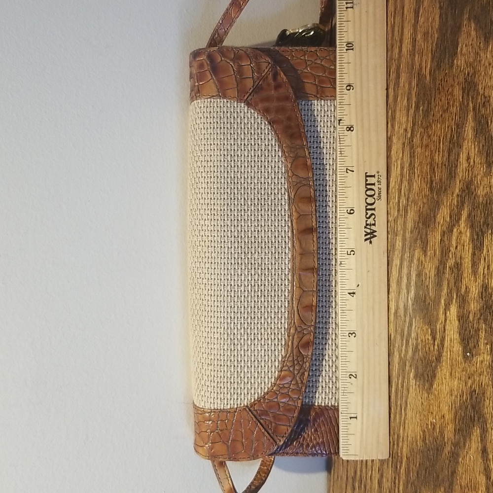 Brahmin Pecan Brown Croc Embossed Leather & Mesh Shoulder Bag / Clutch - Picture 12 of 14